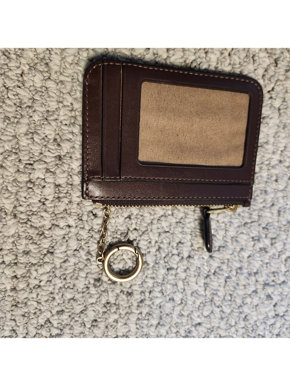 Coach Essentials Mini ID Card Case Signature Zip with Key Ring in Brown - Picture 8 of 8